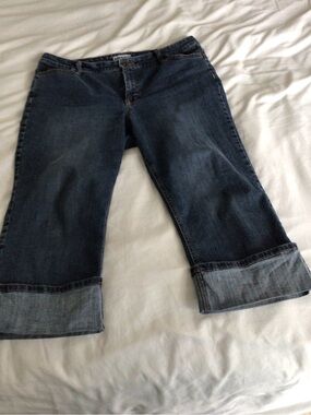Cropped Cotton Ankle Jeans in Dark Blue - Casual Cuffed Style